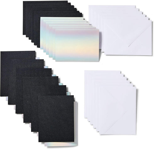 Cricut Joy Insert Cards - DIY Greeting Card for Baby Shower, Birthday, and Wedding - Matte Holographic Black/Silver, 12ct, Model: 2007248...