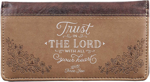 Christian Art Gifts Inspirational Vegan Leather Checkbook Cover for Women & Men: Trust in The Lord Encouraging Scripture, Money Holder Duplicate C...
