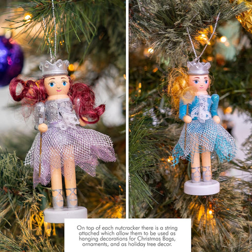Ornativity Nutcracker Hanging Ornament Figures – Fairy Ballet Girls Dancers Glittered Christmas Mini Wooden Small Ornaments Nutcrackers Xmas Tree ...