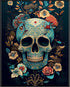 Posterizer 1 pcs-blue chinoiserie sugar skull-Abstract & Modern Art-Holiday Poster Collection-Gift for Men Women Entrepreneur Teens - UNFRAMED Wal...