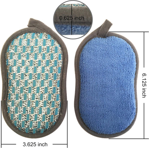 Multi-Purpose Scrub Sponges for Kitchen Scrub-it-Non-Scratch Double-Side Double-Effect Microfiber Sponge Along with Heavy Duty Scouring Power-Effo...