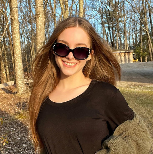 LVIOE Polarized Sunglasses for Women, Rhinestone Wrap Around Sunglasses with UV Protection Lens LS008...
