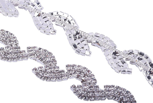 KAOYOO 1 Yard Leaf Shaped Crystal Rhinestone Chain Trim for Sewing Craft,Clothing,DIY,Bridal Bouquet Embellishments...