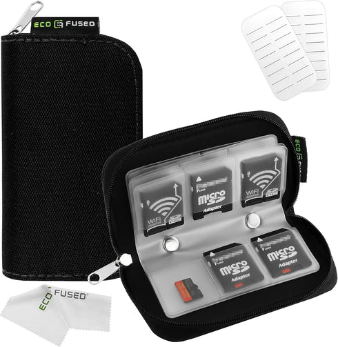 Eco-Fused Memory Card Case - Fits up to 22x SD, SDHC, Micro SD, Mini SD and 4X CF - Holder with 22 Slots...