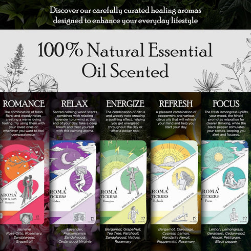 AROMA STICKERS® Original Blend Relax - 100% Natural Essential Oil Scented Mask Sticker Diffuser for Personal Space - Pillows & Eye Mask - Aromathe...
