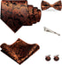 Mens Paisley Tie and Pre-tied Paisley Bow Tie with Pocket Square Cufflinks Clip Set...