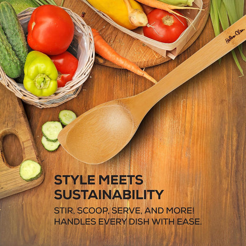 Helen’s Asian Kitchen Bamboo Kitchen Corner Spoon Cooking Utensil, 12-Inch...