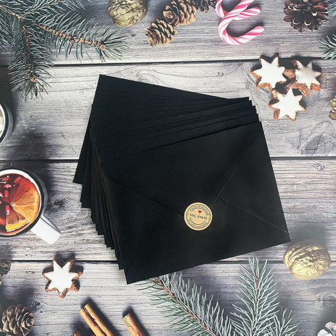 YINUOYOUJIA 50 pack Black Envelopes,5x7 Envelopes V Flap,A7 Invitation Envelopes,envelopes for 5x7 cards,Weddings,Birthday,Baby Shower,postcards,P...