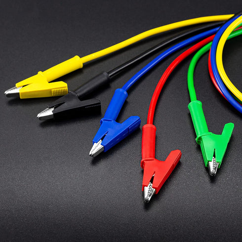 KAIWEETS 5PCS Alligator Clips Electrical Test Leads Set, 15A Jumper Wires Heavy Duty with Protective Copper Clips, Premium Cables for Electrical T...