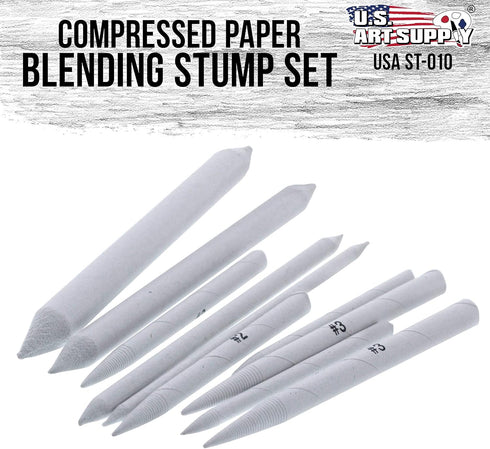 US Art Supply 10 Piece Artist Blending Stump and Tortillion Art Blenders - Pencil, Charcoal, Graphite, Colored Pencils...