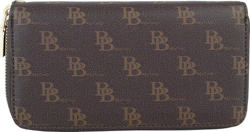 B BRENTANO Vegan Double-Zipper Wallet Clutch with Removable Wrist Strap (MB - Brown)...