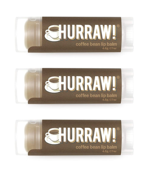 Hurraw! Coffee Bean Lip Balm, 3 Pack: Organic, Certified Vegan, Cruelty and Gluten Free. Non-GMO, 100% Natural Ingredients. Bee, Shea, Soy and Pal...