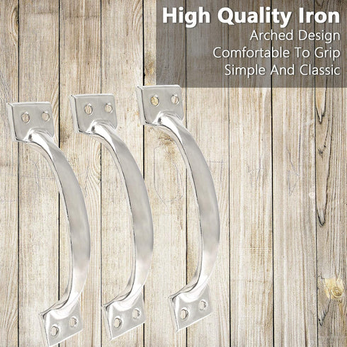 6 Pcs 4" Metal Gate Pull Handles, Bow Gate Handle Screen Door Pull, Vintage Barn Door Handles (Silver)...