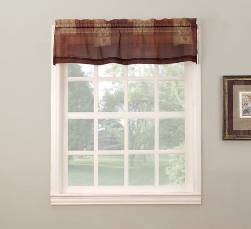 No. 918 Eden Inspirational Patchwork Semi-Sheer Rod Pocket Kitchen Curtain Swag Pair, 56" x 36", Multi...