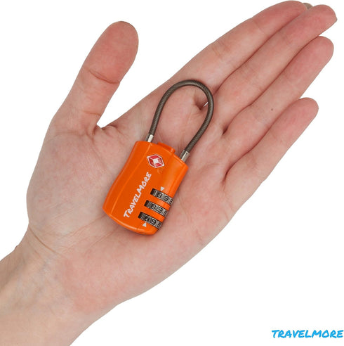 TSA Approved Travel Combination Cable Luggage Locks for Suitcases & Backpacks - 1 Pack of Orange TSA Lock...