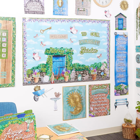 Eureka Curiosity Garden Welcome Classroom Bulletin Board Set for Teachers, 50 Pieces...