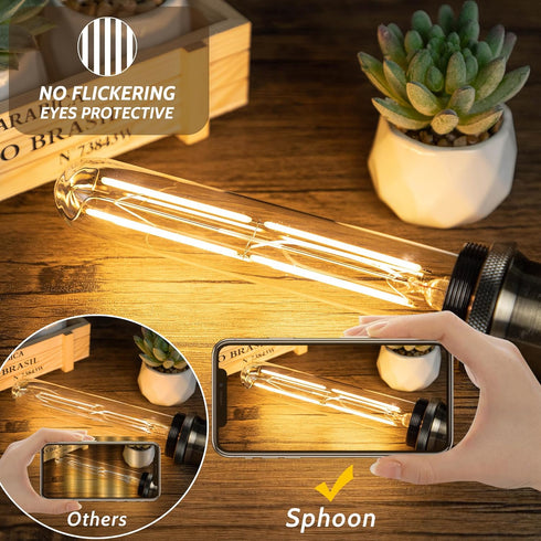 Tubular Light Bulb 7.3 Inch Dimmable T10 LED Bulb E26 6W 60 Watts Edison Bulbs 2700K Solf White,185mm Long for Wall Sconces, Pendant, Livingroom, ...