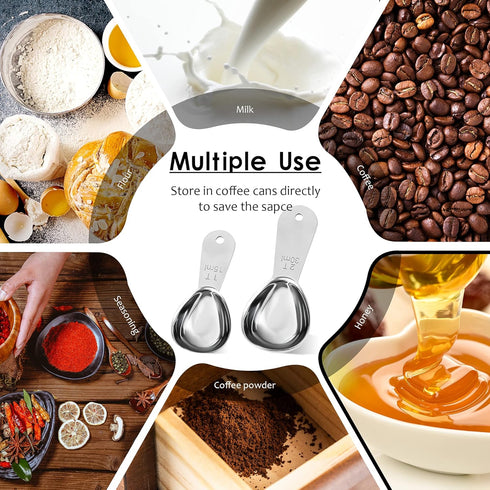 Smithccraft Measruring Coffee Scoop, 18/8 Stainless Steel Measuring Spoons Scoops Set of 2, Metric & US Measurer coffee Tablespoons 15ml and 30ml...