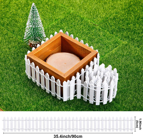 4 Pieces 35 Inch Fairy Fence Miniature Garden Ornament Wood Picket Fence for Dollhouse Home Garden Plant Pot DIY Diorama Project (White)...