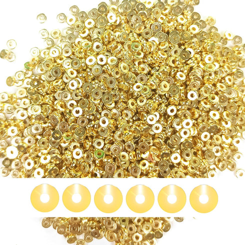 1800pcs 6mm gold Flat Round Spacer Beads Disc Loose Jewelry Making Beads for DIY Bracelet Necklace Earring Craft Supplies (GoldenSpacer6mm)...