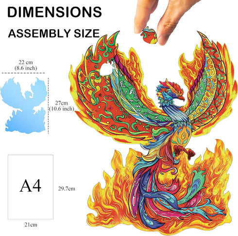 Wooden Puzzles for Adults, Phoenix Puzzle, 10.6'' x 8.6'', 128 Pieces, Gift for Adults, Wood Puzzles Adult, Wood Cut Puzzles, Animal Shaped Puzzle...