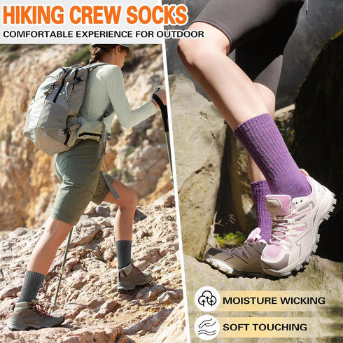 Sandsuced 5 Pack Merino Wool Hiking Socks for Women Warm Winter Thick Thermal Cozy Boot Work Soft Ladies Socks...