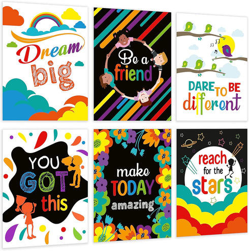 easykart labels Motivational Poster for Classroom - Set of 6 Growth Mindset Art Wall Posters, Inspirational Posters for Middle and High School Off...