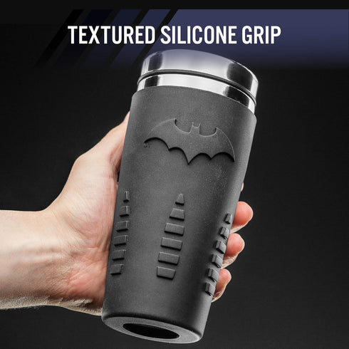 Paladone Batman Travel Mug with Silicone Grip Sleeve, 15oz, Insulated Stainless Steel Tumbler with Lid, Officially Licensed DC Comics Coffee Mug...