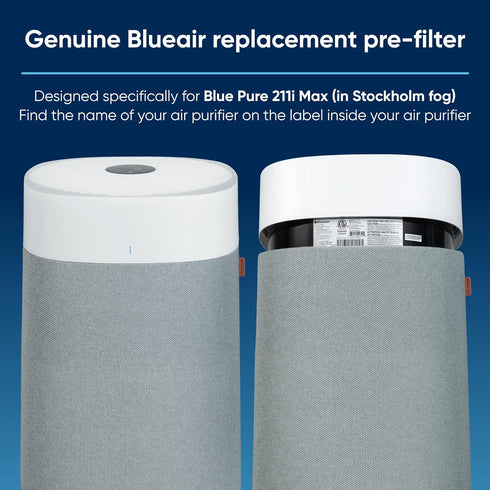 BLUEAIR Genuine Pre-Filter Blue Pure 211i Max Air Purifier, Washable Fabric, Moss Green Medium...