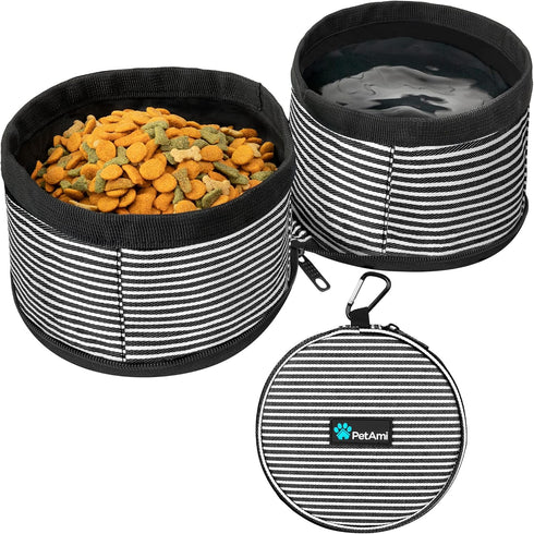 PetAmi Collapsible Dog Food Water Bowls, 2 Travel Bowls Kit, Portable Pet Dish No Spill, Foldable Lightweight BPA Free Leakproof, Camping Hunting ...