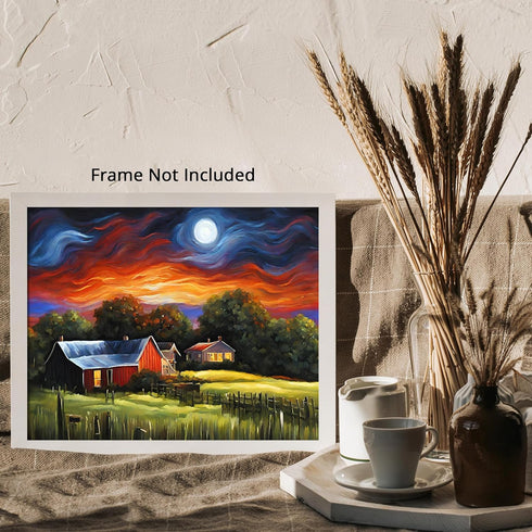 Posterizer 1 pcs- quaint old village-building in the nature 12-Landscape & Nature Art-Floral Botanical Art- Decor for Home & Office- unframed wall...