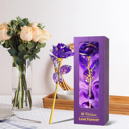Childom Birthday Gifts for Women,Christmas Rose Gifts for Her Mom,Purple Rose Present for Her,Sweet Artificial Flower for Wife,Grandma,Women,Chris...