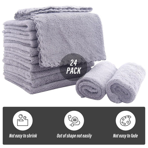 Sunny zzzZZ Ultra Soft 24 Pack Baby Washcloths - 10x10 Inches - Coral Fleece Extra Absorbent Wash Clothes for Babies, Infants and Toddlers - Sensi...