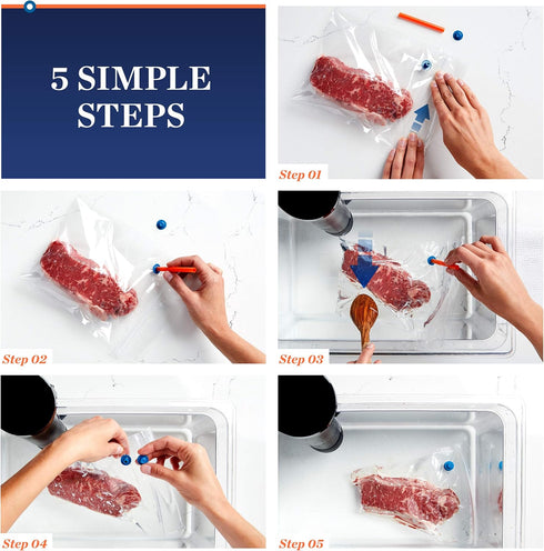 Cooking Bags (19 Count Quart Size), Reusable, Fast and Simple, Leak Proof, No Vacuum Sealer Required, No BPA/BPS...