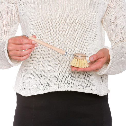 REDECKER 2-Pack Tampico Fiber Bristle 1-1/2-Inch All-Purpose Kitchen Dish Scrub Brush with Beechwood Handle - Wooden Brush for Dishes Replaceable ...