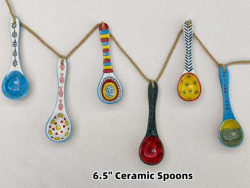 heart & home Ceramic Spoon Set of 6, Ceramic Serving Spoons, Ceramic Spoon for Soup, Colorful Deep Round Soup Spoons, 6.5'' Inches...