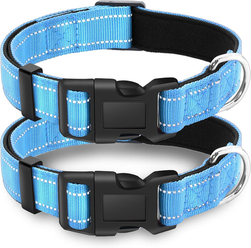 2 Pack Reflective Dog Collar with Safety Locking Buckle, Adjustable Soft Breathable Comfortable Nylon Pet Collar for Small, Medium and Large Dogs,...