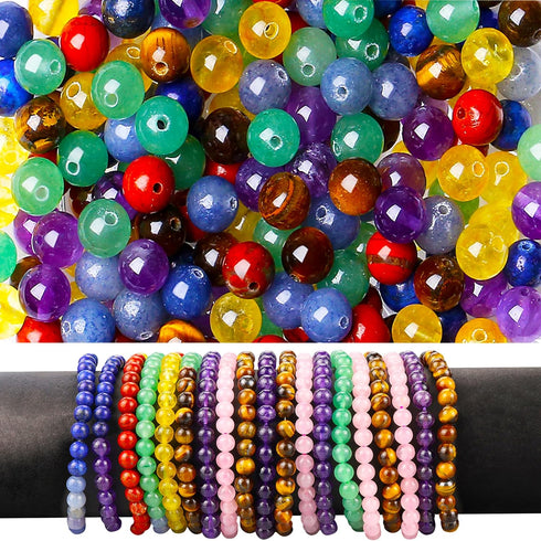 Chakra Crystals Beads 105pcs 6mm for Bracelet Jewelry Making Gemstones 2 Strand Round Spacer Loose Stones for Necklace DIY Christmas Gifts for Wom...