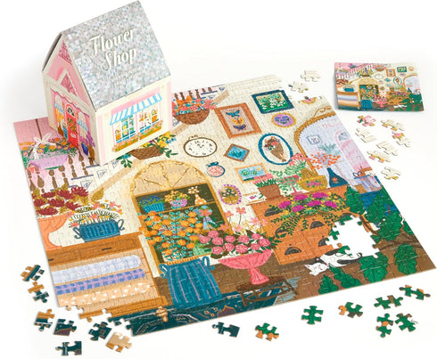 Galison Joy Laforme Flower Shop – 500 Piece Unique House Shaped Puzzle with Dreamy and Springtime Artwork of A Cozy Flower Shop...