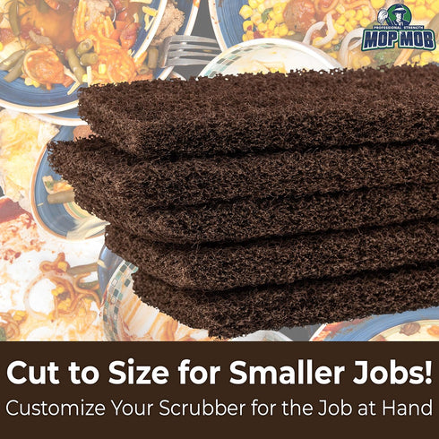 Heavy Duty XL Brown Scouring Pad 2 Pack. 10 x 4.5in Large Multipurpose Nylon Scrubbing Sponges. Clean Bathrooms, Kitchens, Counters and Floors to ...