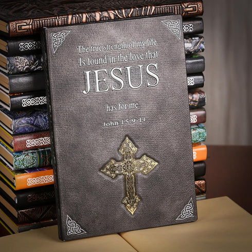 Unlined Journal - Jesus 3D-Embossed Art Pattern Hardcover Black Notebook Gift, A5 Blank Sketchbook Notepad, 8.4" x 5.7" (100 Sheets, 200 Pages)...