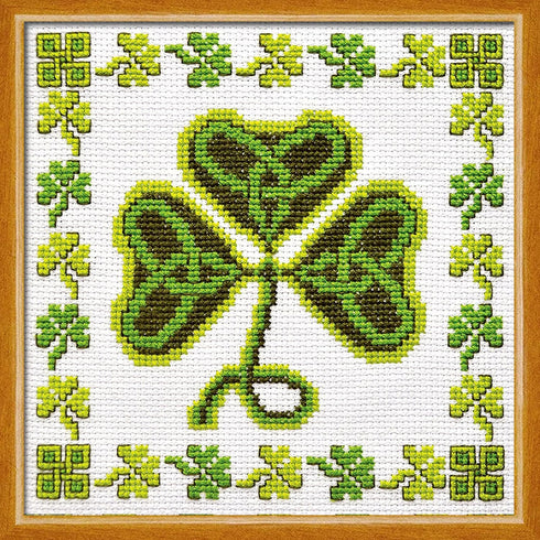 Irish Cross Stitch Kit 'Shamrock' - Symbol of Ireland Clover Embroidery - DIY Handmade Gift...