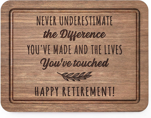 Craftique Retirement Gifts for Women Men 2024- Wood Cutting Board Engraved with Heartwarming Words- Retirement Appreciation Gift for Coworker Teac...