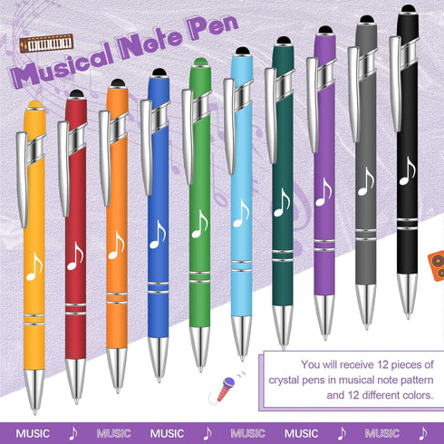 20 Pieces Music Note Ballpoint Pen Funny Pens Stylus Pen Crystal Ballpoint Pens Retractable Touch Screen Pens Motivational Quotes Pen Vibrant Posi...