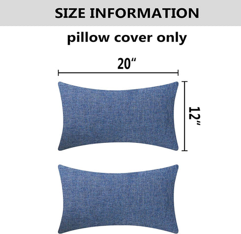 Home Brilliant Lined Linen Throw Pillow Covers Decorative Oblong Cushion Covers for Sofa, 12"x20"(30x50cm), Navy Blue...
