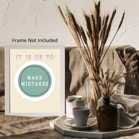 Posterizer 1 pcs-Counselor Office Affirmative Decor-it is ok to make mistakes-Motivational & Inspirational Art Decor for Home & Office- unframed w...