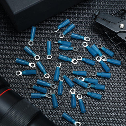300 Pcs Heat Shrink Ring Terminals #10 Blue 16-14 AWG Electrical Connectors Ring Connector Clear 10 AWG Wire Connectors, Waterproof and Insulated ...