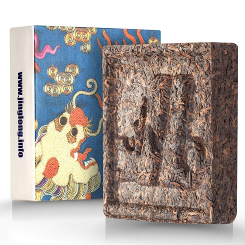 Jinglong Tea Factory - Puerh Tea Brick No19 - Premium Ripe Pu-erh Tea (3.6 Ounce/100g)...