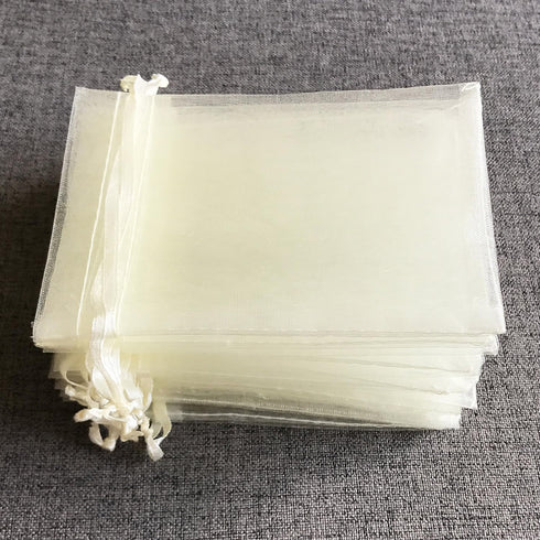 ATCG 100pcs 3x4 Inches Drawstring Organza Pouches Wedding Party Jewelry Favor Bags (IVORY)...