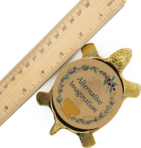 Brass Turtle Incense Holder for Incense Cones, Sticks, Charcoal Discs, Resin, Healing Crystals - 4.75" - for Spiritual Home Decor, Meditation Acce...